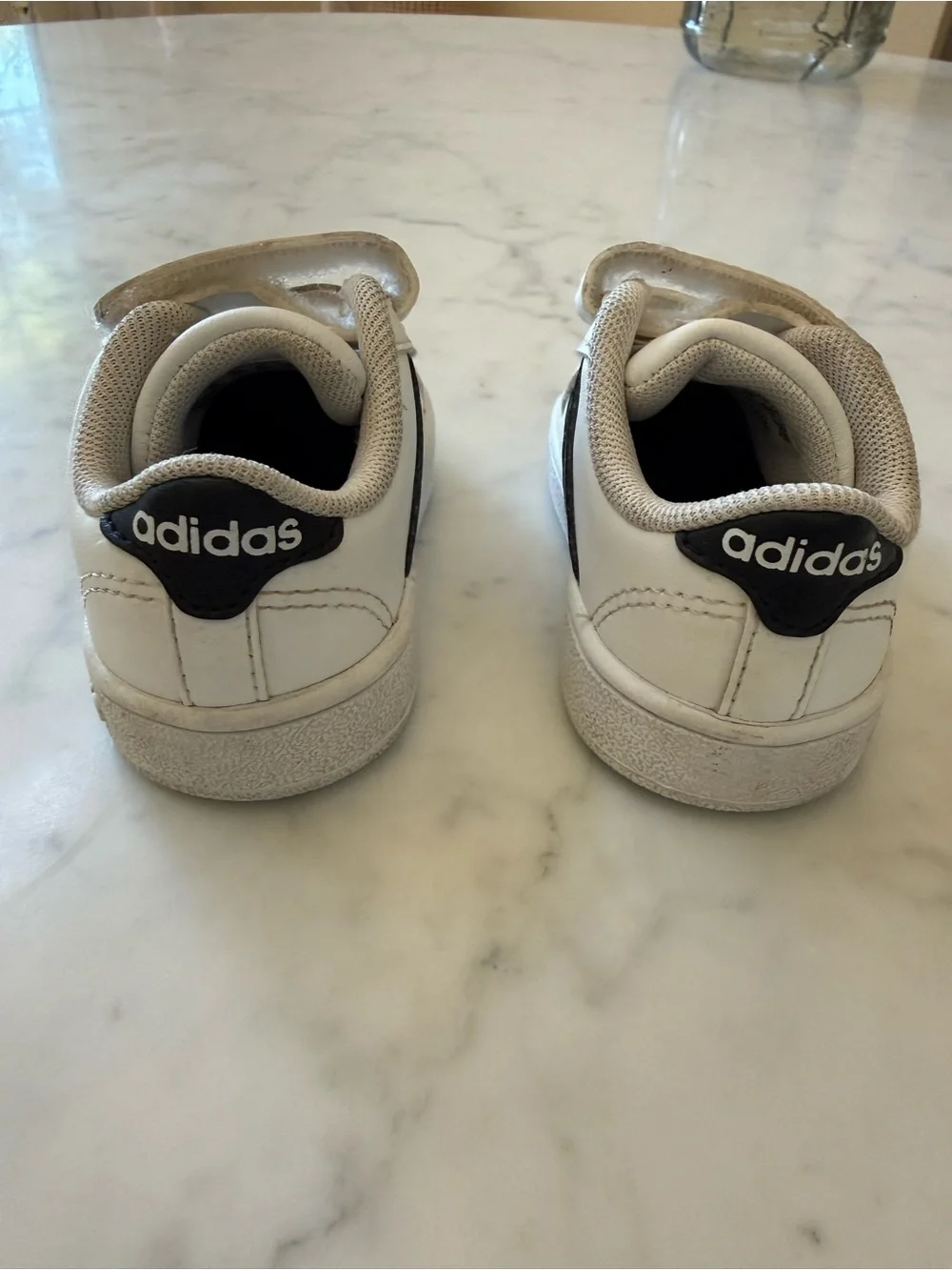 Adidas Grand Court Toddler Sneakers White Black Hook & Loop Shoes Size 3K